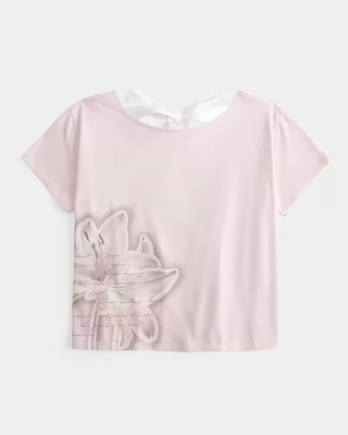 Easy Ribbon Tie-Back Floral Graphic Tee