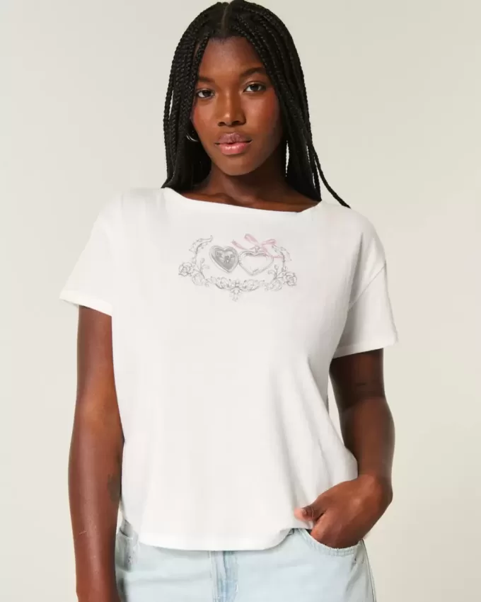 Easy Ribbon Tie-Back Heart Graphic Tee