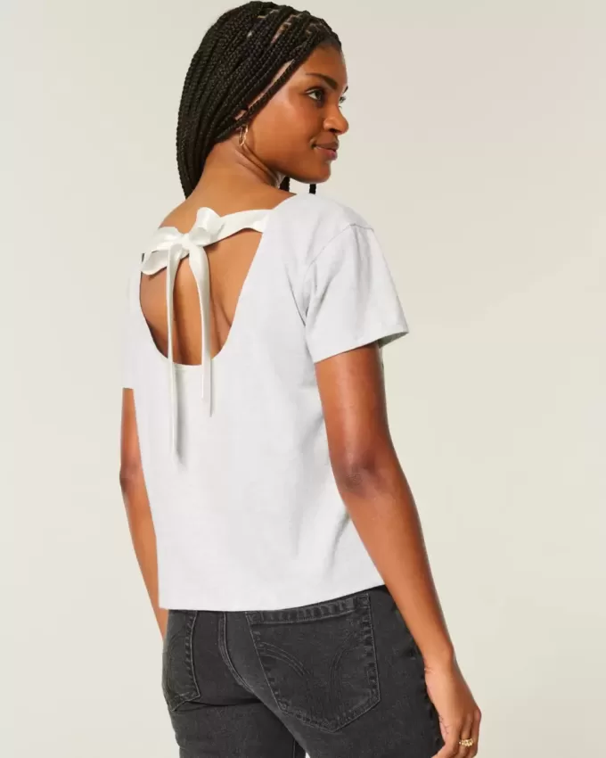 Easy Ribbon Tie-Back New York Graphic Tee Easy Ribbon Tie-Back New York Graphic Tee