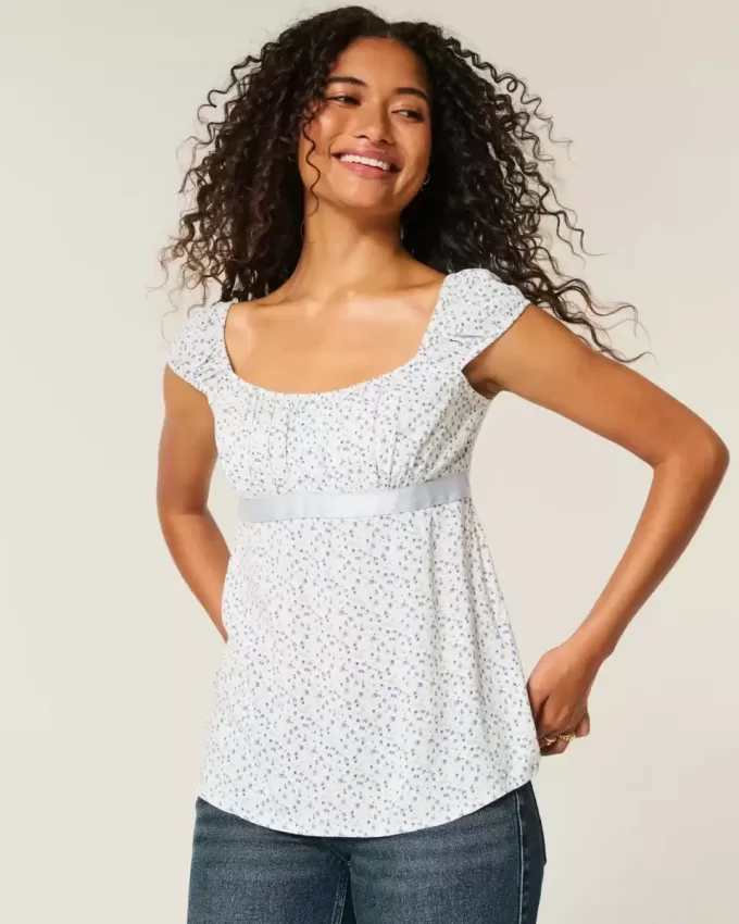 Easy Satin Tie Babydoll Top