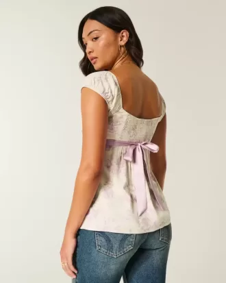 Easy Satin Tie Babydoll Top