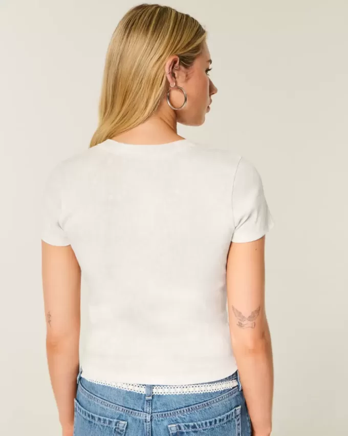 Easy Short-Sleeve Doe Print Crew Baby Tee