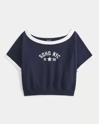 Easy Short-Sleeve Terry Fleece Graphic Sweatshirt