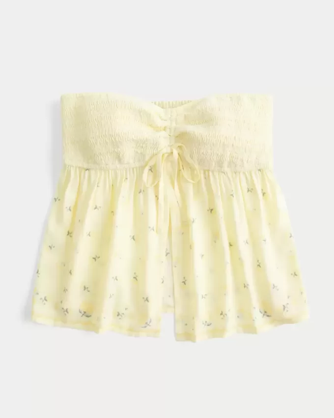 Easy Strapless Smocked Bust Babydoll Top