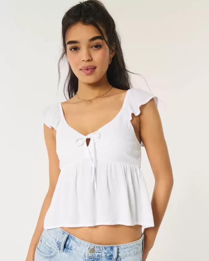 Easy Tie-Front Babydoll Top Easy Tie-Front Babydoll Top