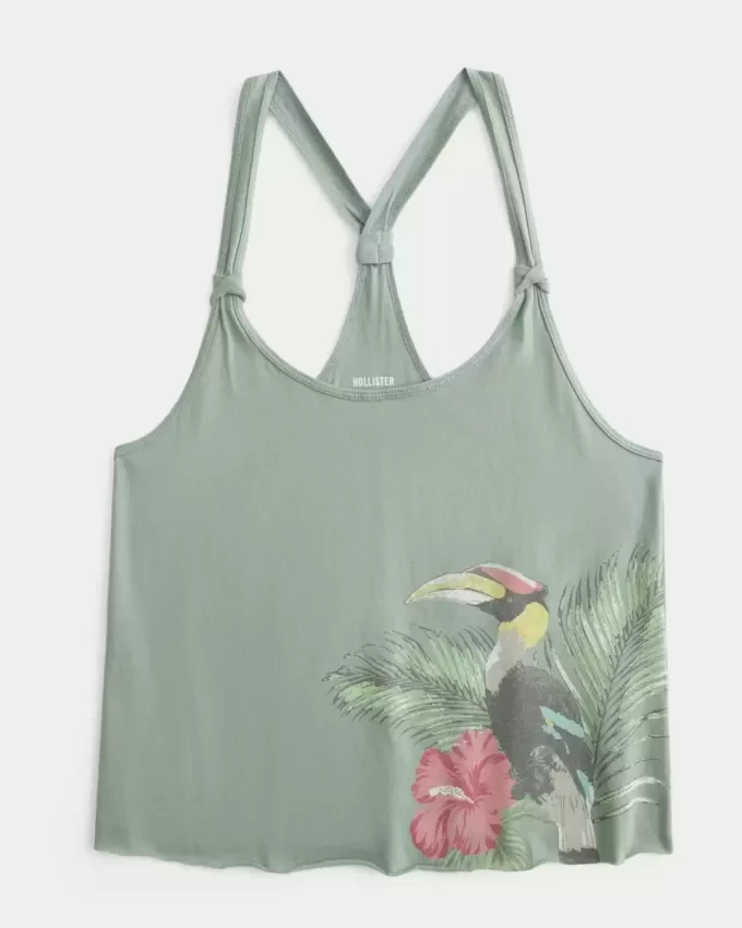 Easy Trend Drop Tropical Bird Graphic Tank Easy Trend Drop Tropical Bird Graphic Tank