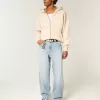 Embroidered Light Wash Skater Baggy Jeans