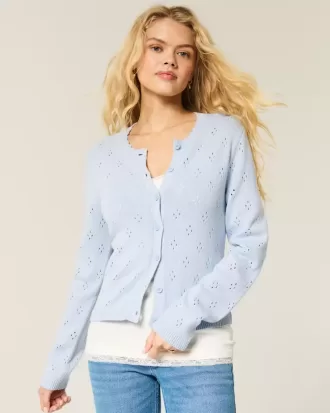 Eyelet Crew Cardigan