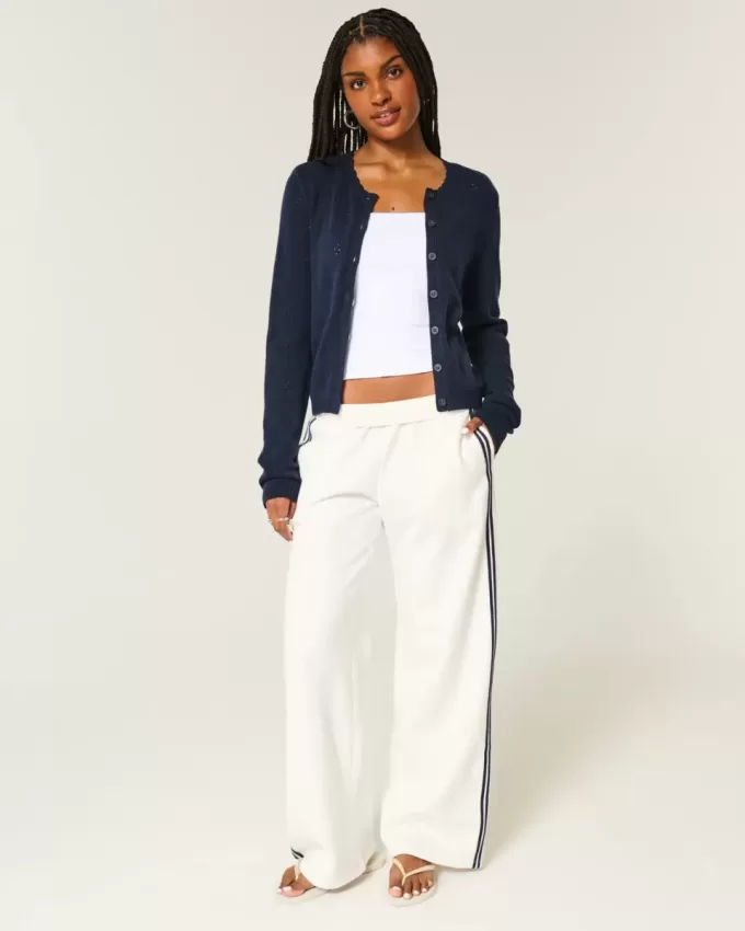 Eyelet Crew Cardigan