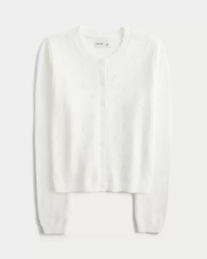 Eyelet Crew Cardigan