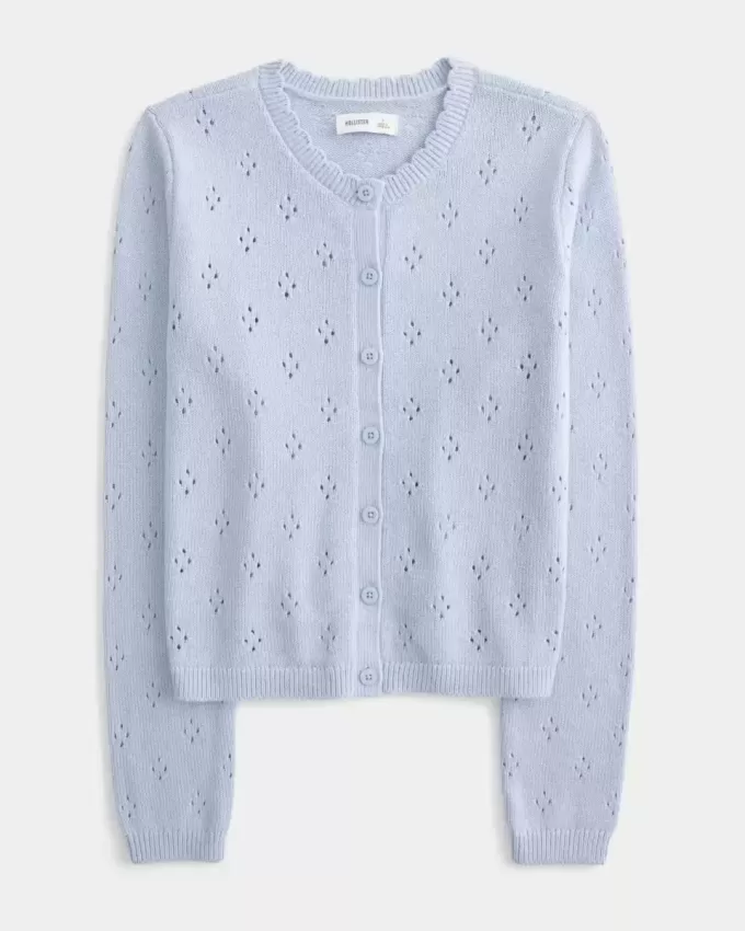 Eyelet Crew Cardigan