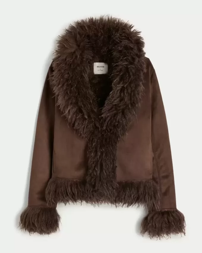 Faux Fur-Lined Faux Shearling Jacket