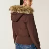 Faux Fur Trim Puffer Bomber Jacket