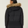 Faux Fur Trim Puffer Bomber Jacket