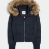 Faux Fur Trim Puffer Bomber Jacket