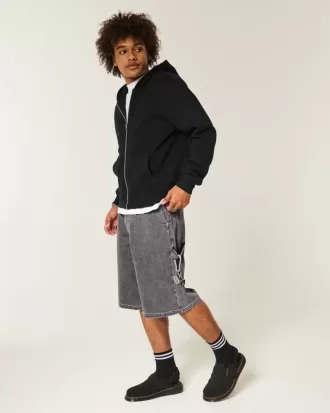 Flame Graphic Super Baggy Denim Painter Shorts