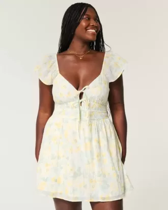 Flutter Sleeve Double-Tie Skort Dress