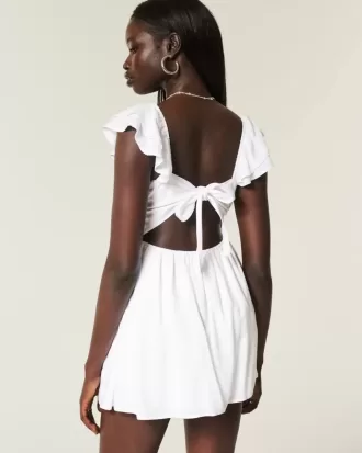 Flutter Sleeve V-Waist Mini Dress