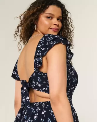 Flutter Sleeve V-Waist Mini Dress