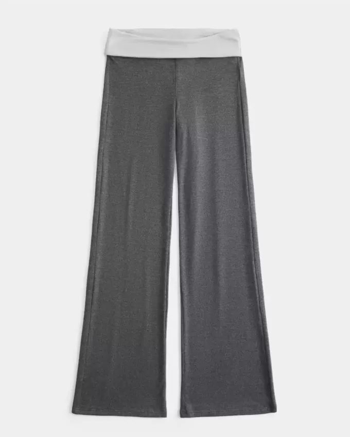 Foldover Waist Knit Flare Pants Foldover Waist Knit Flare Pants