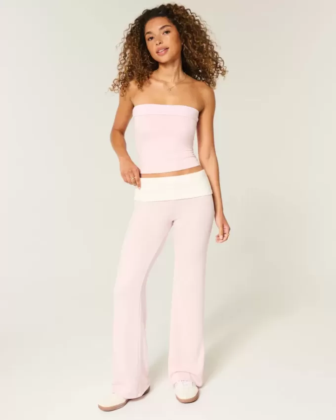 Foldover Waist Knit Flare Pants Foldover Waist Knit Flare Pants