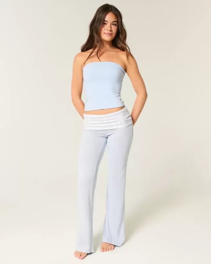 Foldover Waist Knit Flare Pants Foldover Waist Knit Flare Pants