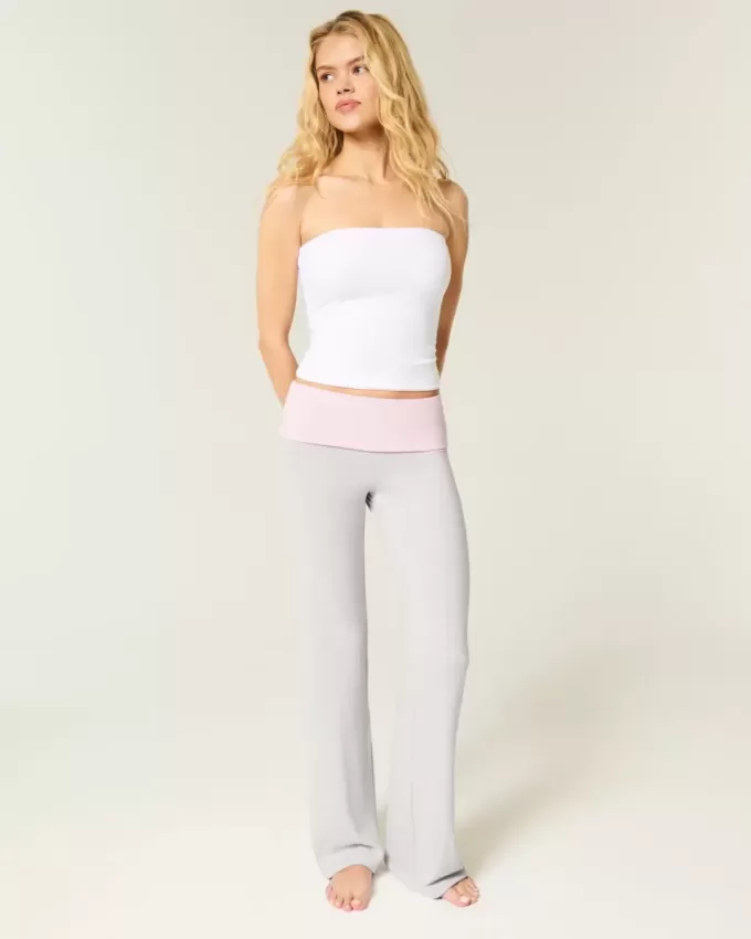 Foldover Waist Knit Flare Pants Foldover Waist Knit Flare Pants