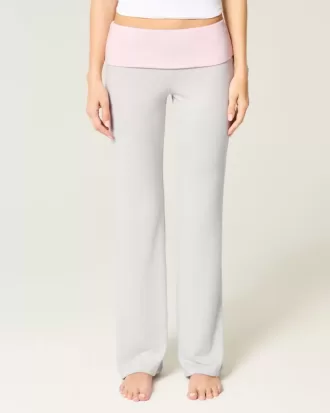 Foldover Waist Knit Flare Pants