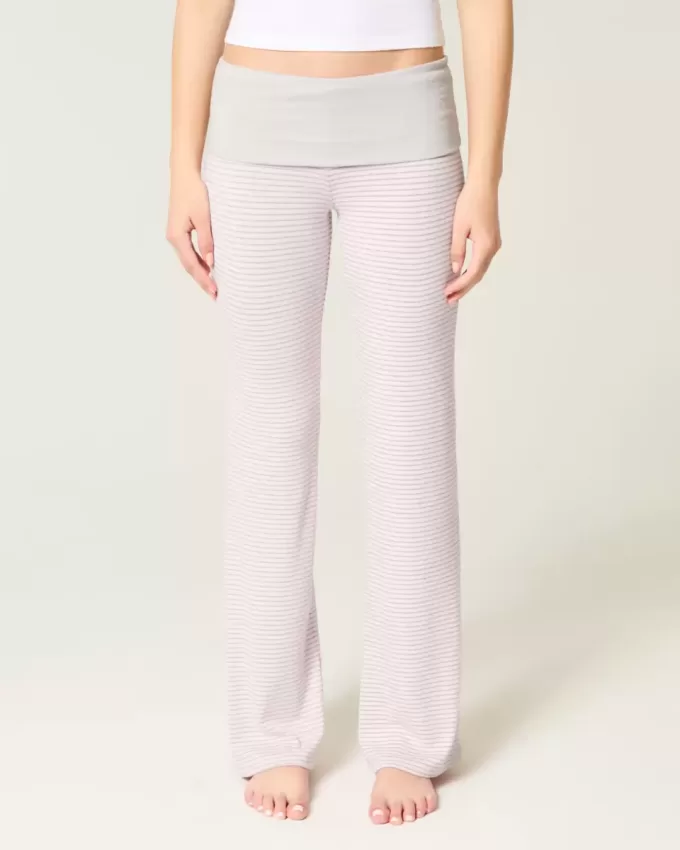 Foldover Waist Knit Flare Pants