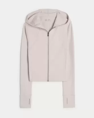 Gilly Hicks Active Recharge Hooded Crop Zip-Up Top