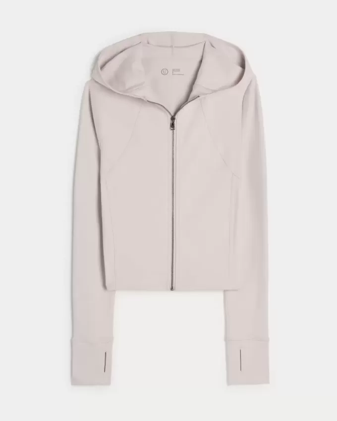 Gilly Hicks Active Recharge Hooded Crop Zip-Up Top Gilly Hicks Active Recharge Hooded Crop Zip-Up Top