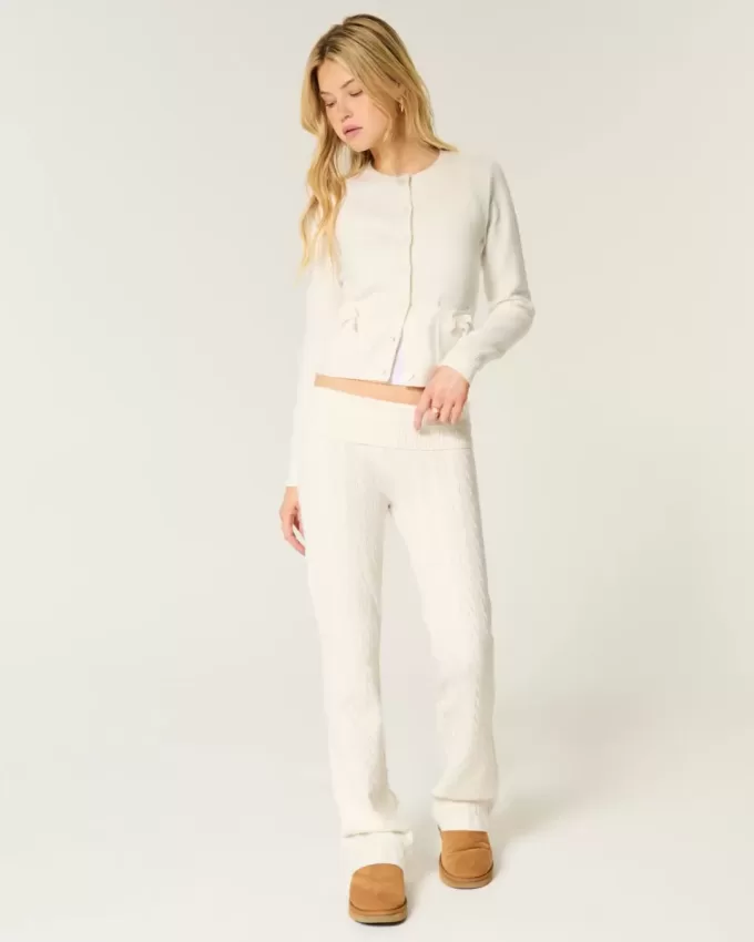 Gilly Hicks Cable-Knit Foldover Boot Pants