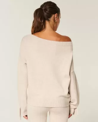 Gilly Hicks Cozy Off-the-Shoulder Bow Sweater