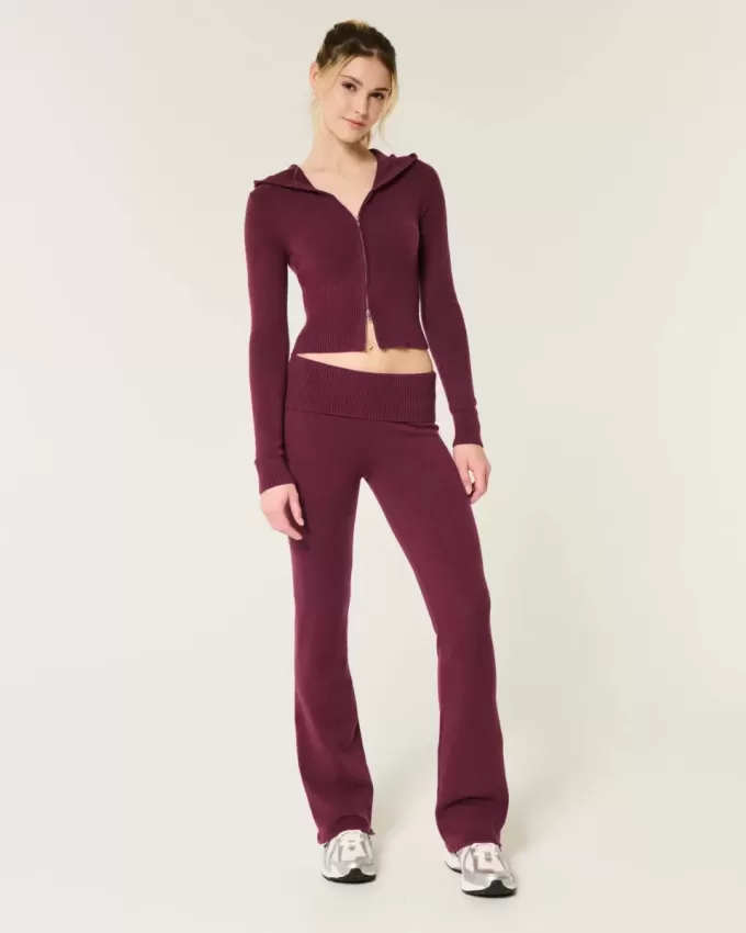 Gilly Hicks Cozy Sweater-Knit Foldover Waist Boot Pants