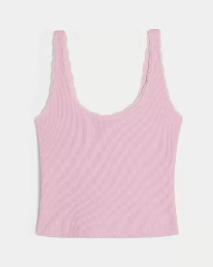 Gilly Hicks Cozy Waffle Lace Trim Tank