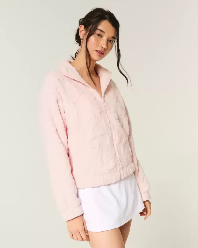 Gilly Hicks Sherpa Zip-Up Top