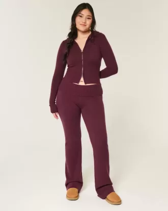 Gilly Hicks Sweater-Knit Foldover Waist Boot Pants