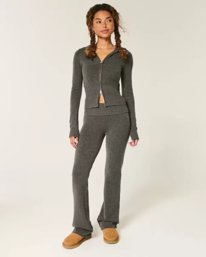 Gilly Hicks Sweater-Knit Foldover Waist Boot Pants