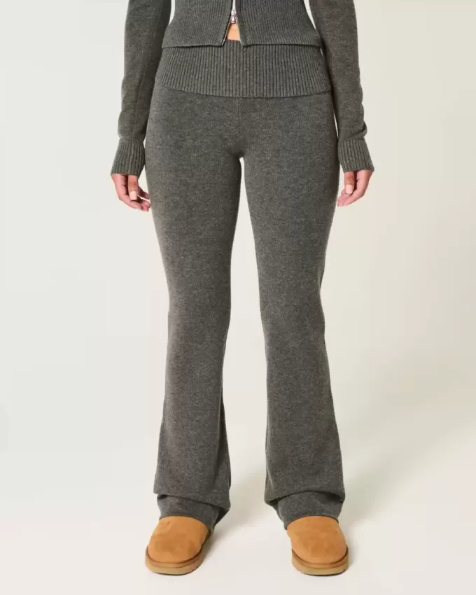 Gilly Hicks Sweater-Knit Foldover Waist Boot Pants
