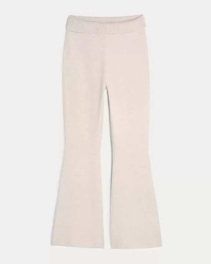 Gilly Hicks Sweater-Knit Foldover Waist Flare Pants