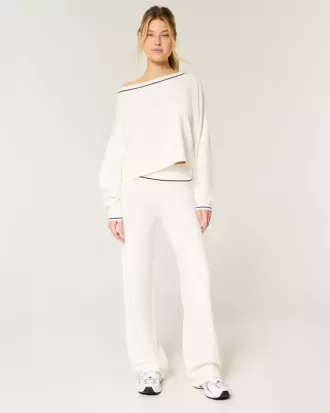 Gilly Hicks Sweater-Knit Foldover Waist Straight Pants