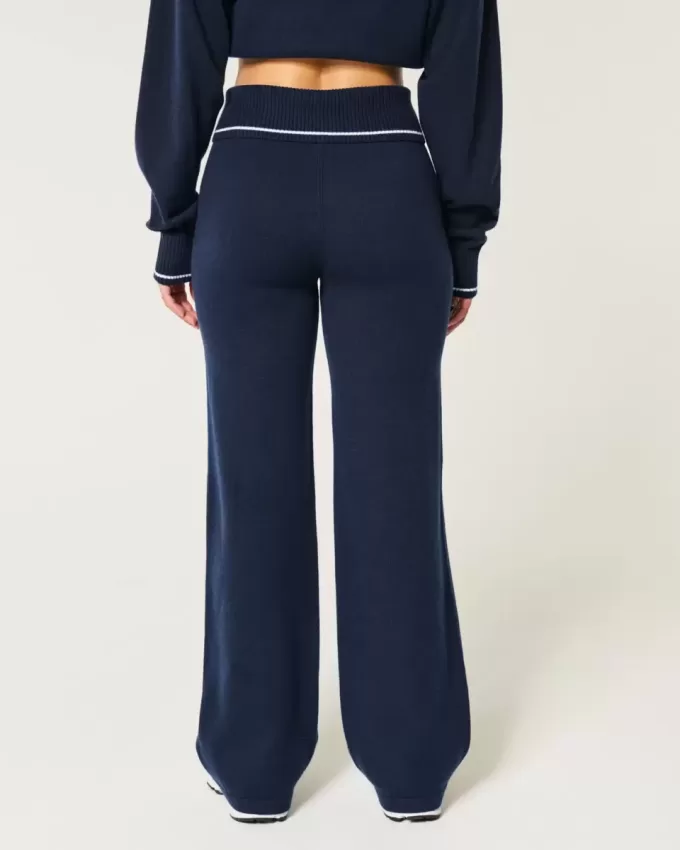 Gilly Hicks Sweater-Knit Foldover Waist Straight Pants