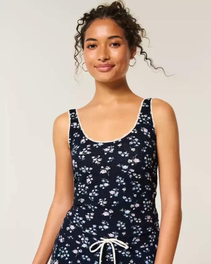 Gilly Hicks Waffle Lace Trim Tank