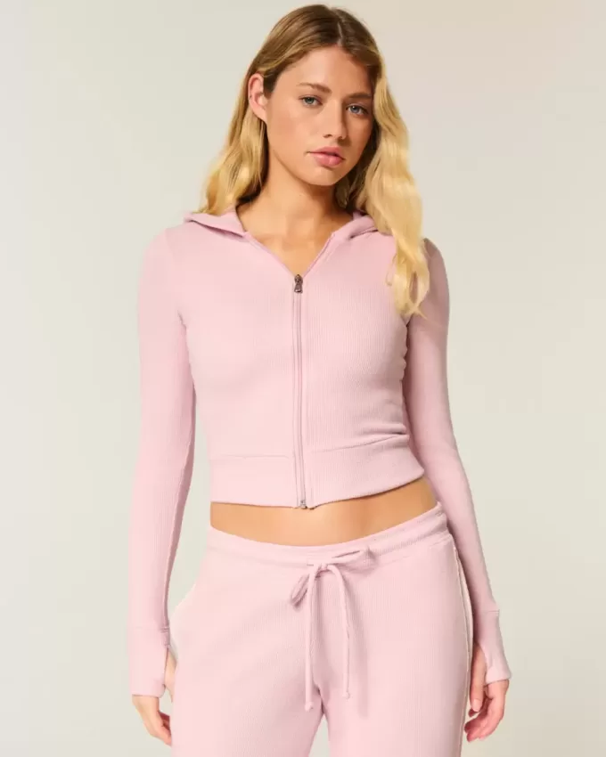 Gilly Hicks Waffle Zip-Up Hoodie