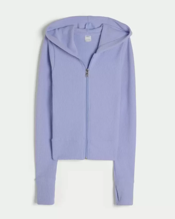 Gilly Hicks Waffle Zip-Up Hoodie