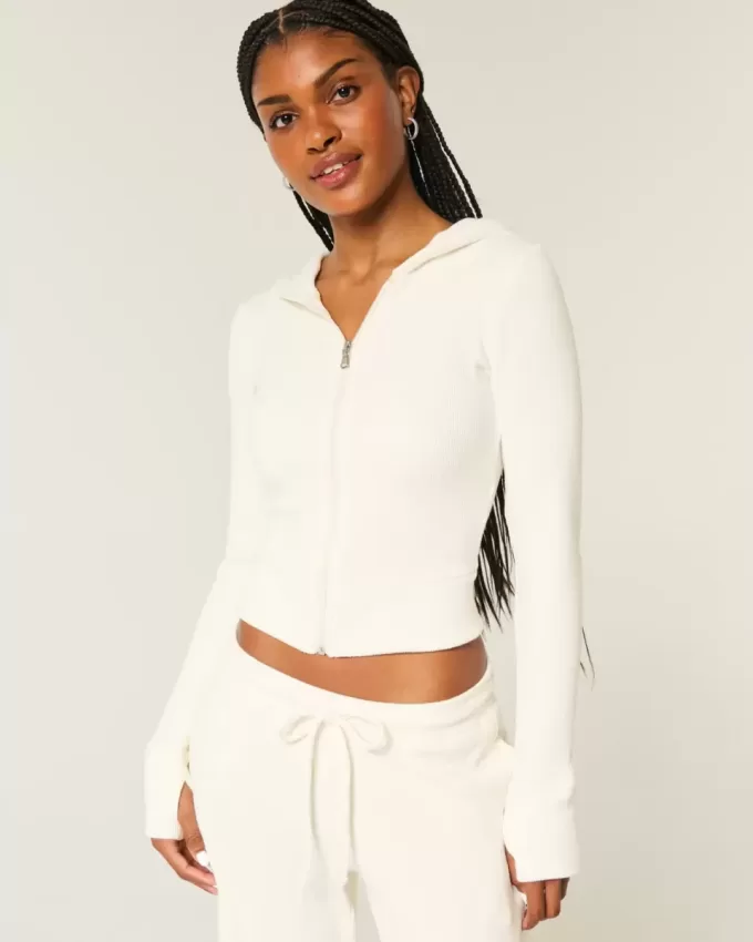 Gilly Hicks Waffle Zip-Up Hoodie Gilly Hicks Waffle Zip-Up Hoodie