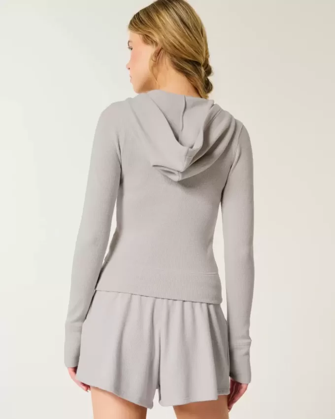 Gilly Hicks Waffle Zip-Up Hoodie