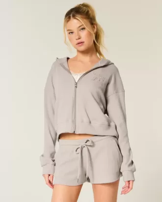 Gilly Hicks Zip-Up Waffle Hoodie