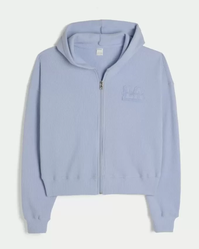 Gilly Hicks Zip-Up Waffle Hoodie