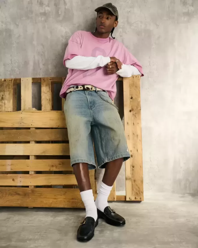 Greased Medium Wash Super Baggy Denim Shorts Greased Medium Wash Super Baggy Denim Shorts